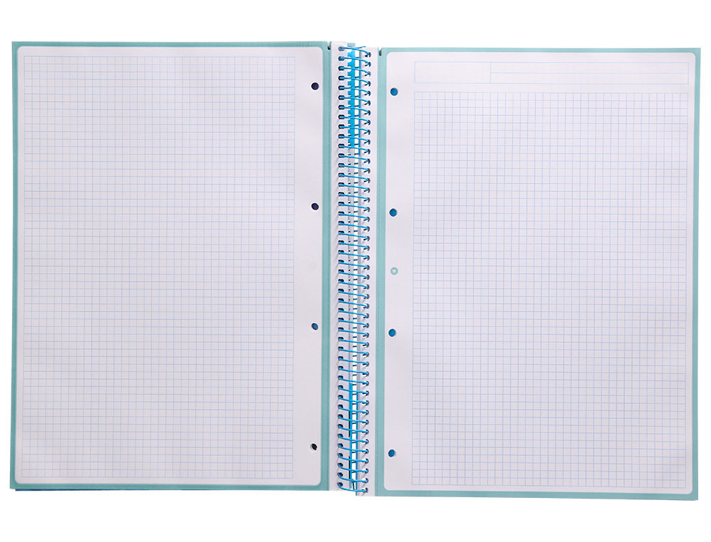 CAHIER SPIRALE ANTARTIK A4 160P 90G COUVERTURE REMBORDEE 5X5MM 4 TROUS 1 BANDE COLORIS BLEU CLAIR