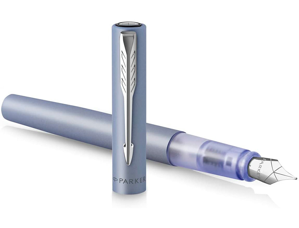 STYLO-PLUME PARKER VECTOR XL METALLIQUE POINTE MOYENNE SILVER BLEU ARGENT COFFRET CADEAU