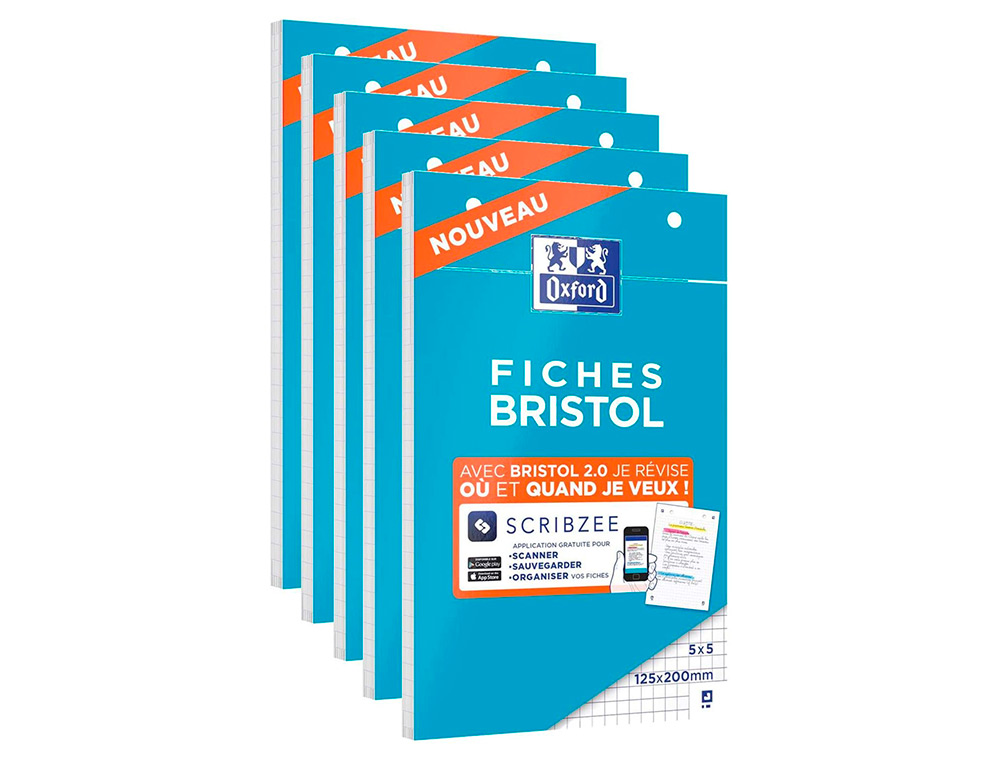 BLOC BRISTOL OXFORD NON PERFORE A6 30 FICHES Q5/5     BLANC