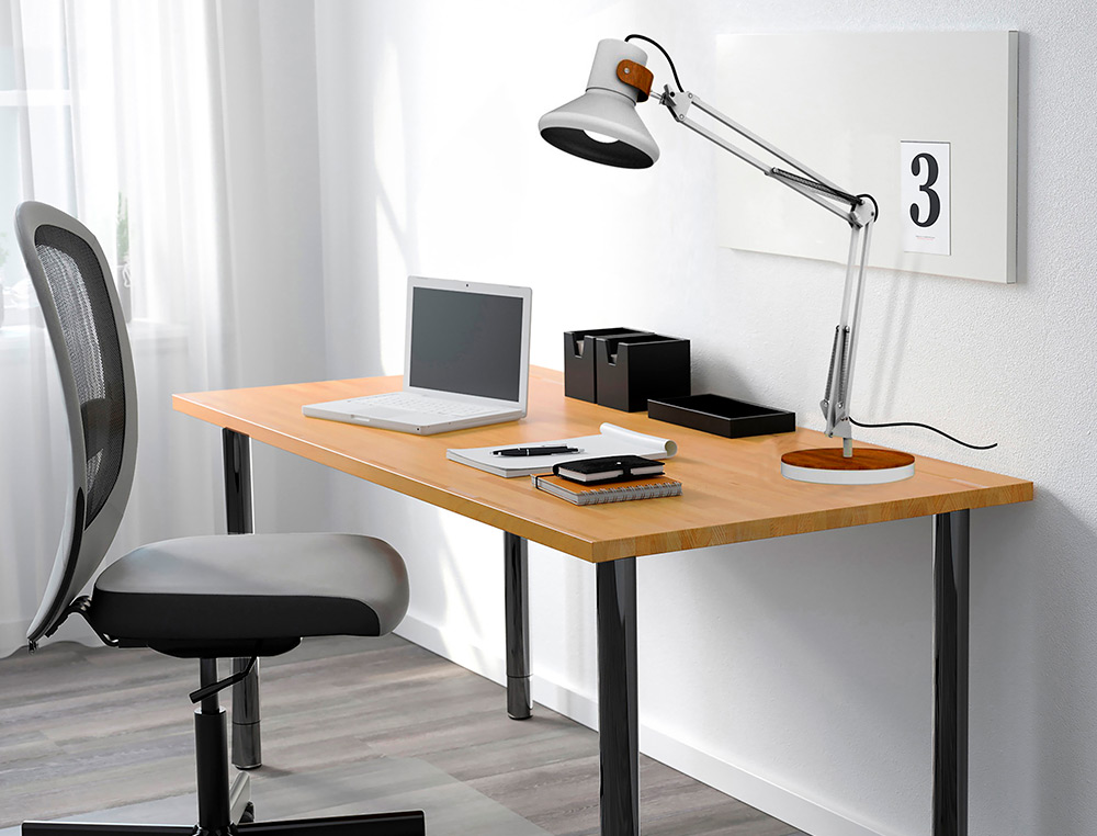 LAMPE DE BUREAU UNILUX LED BAYA BAMBOO BLANC