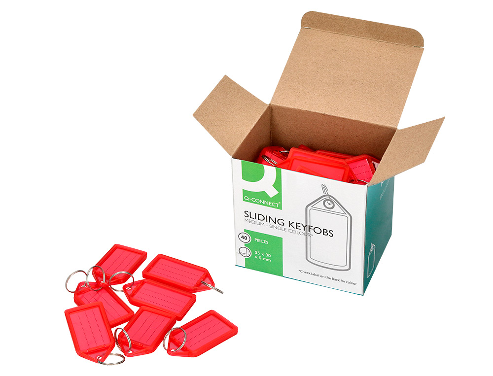 PORTE-CLES Q-CONNECT PORTE-ETIQUETTE PREMIUM COLORIS ROUGE BOITE 40 UNITES