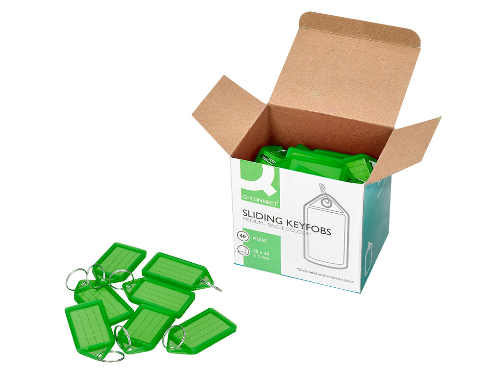 PORTE-CLES Q-CONNECT PORTE-ETIQUETTE PREMIUM       COLORIS VERT BOITE 40 UNITES