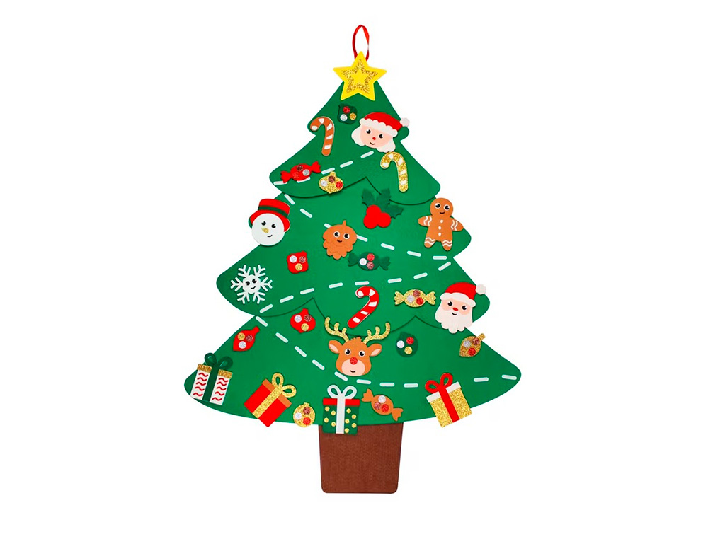 SAPIN DE NO L SODERTEX G ANT EN FEUTRINE AVEC ACCESSOIRES SCRATCHER - 95 X 77 CM - 1 PC - COLORIS ASSORTIS