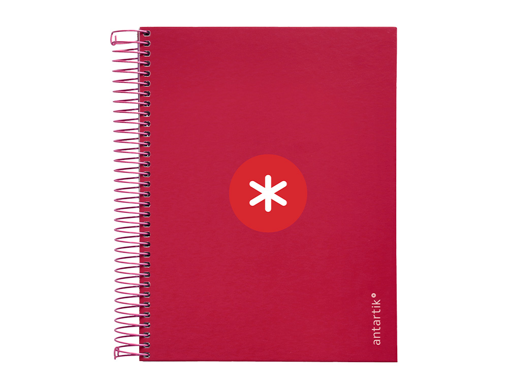 CAHIER SPIRALE ANTARTIK A5 14,8X21CM 240P 90G/M2 5X5MM 6 TROUS COIL-LOCK COLORIS FRAMBOISE