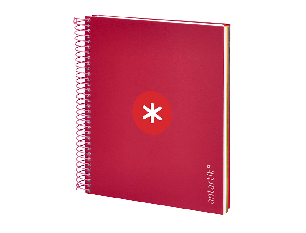 CAHIER SPIRALE ANTARTIK A5 14,8X21CM 240P 90G/M2 5X5MM 6 TROUS COIL-LOCK COLORIS FRAMBOISE