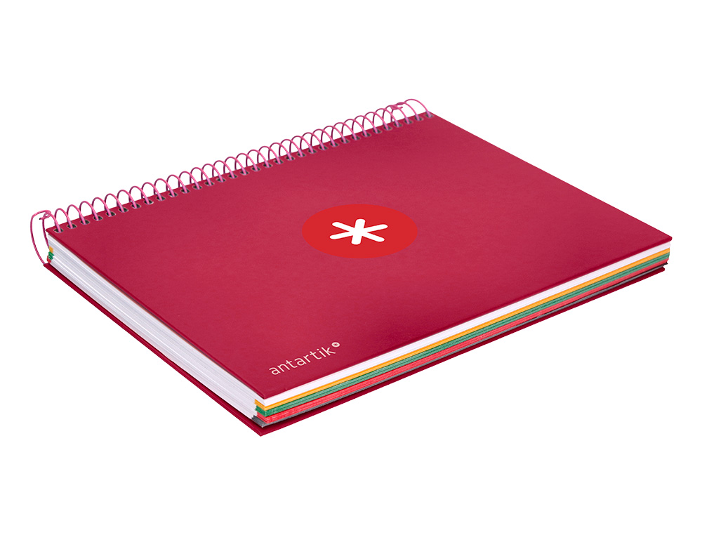 CAHIER SPIRALE ANTARTIK A5 14,8X21CM 240P 90G/M2 5X5MM 6 TROUS COIL-LOCK COLORIS FRAMBOISE