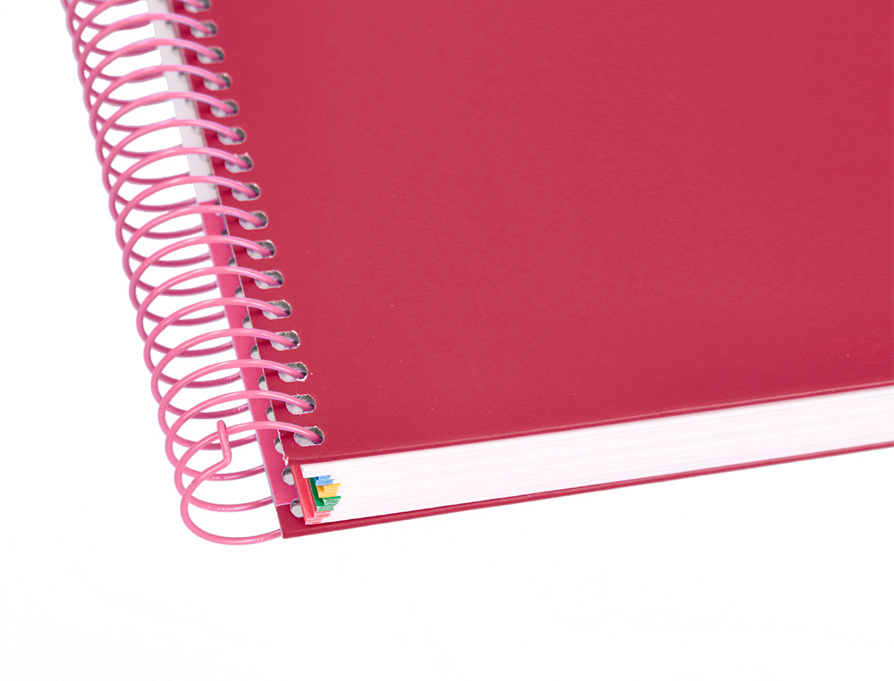CAHIER SPIRALE ANTARTIK A5 14,8X21CM 240P 90G/M2 5X5MM 6 TROUS COIL-LOCK COLORIS FRAMBOISE