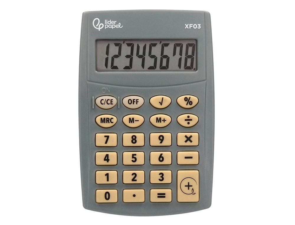 CALCULATRICE DE POCHE LIDERPAPEL XF03 8 CHIFFRES    AVEC PILE 99X64X9 MM COLORIS  GRIS