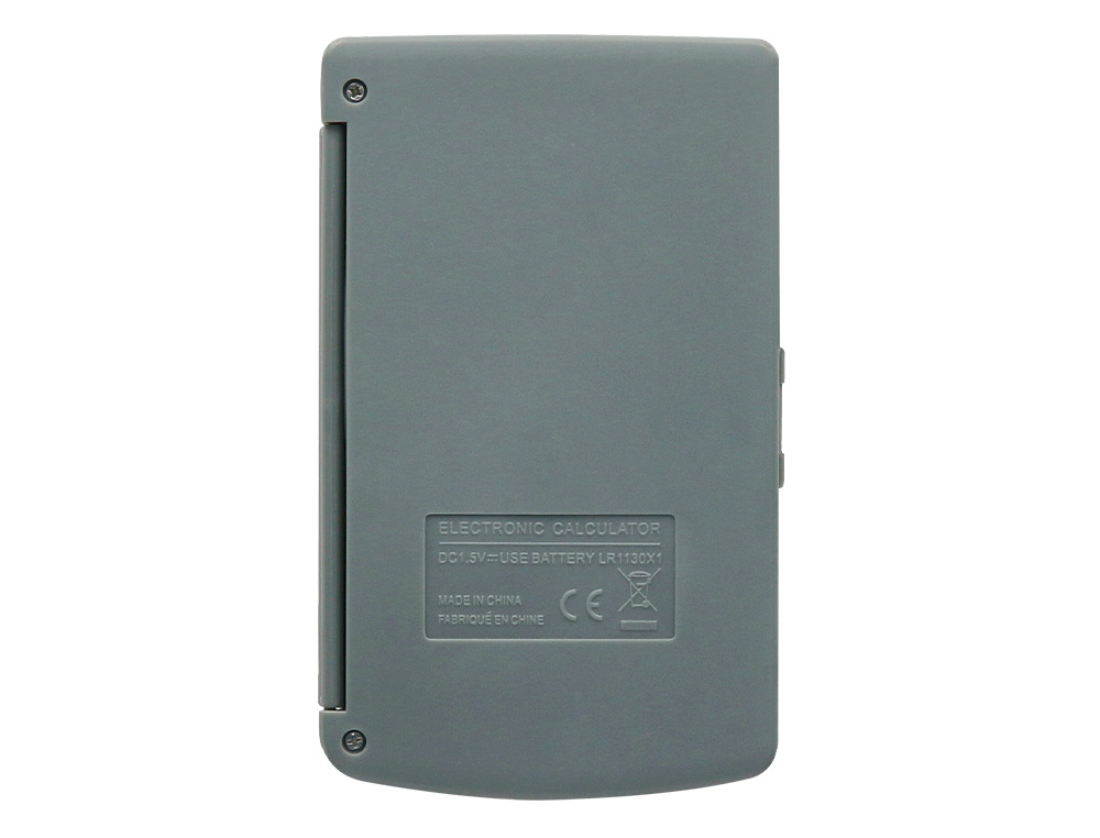 CALCULATRICE LIDERPAPEL DE POCHE XF15 10 CHIFFRES AVEC COUVERCLE SOLAIRE ET PILES COLORIS GRIS 123X75X12 MM