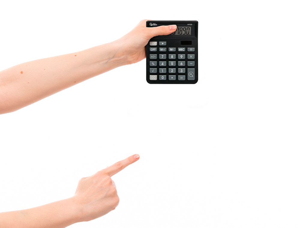 CALCULATRICE DE BUREAU LIDERPAPEL XF20 10 CHIFFRES   SOLAIRE ET PILES 127X105X24   MM COLORIS NOIR