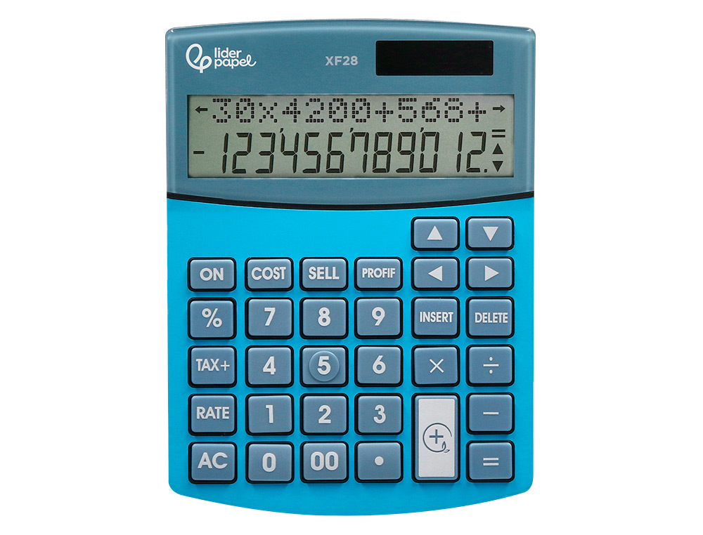 CALCULATRICE DE BUREAU LIDERPAPEL XF28 12 CHIFFRES DOUBLE LIGNE COUTS VENTES MARGE TAXES SOLAIRE ET PILES