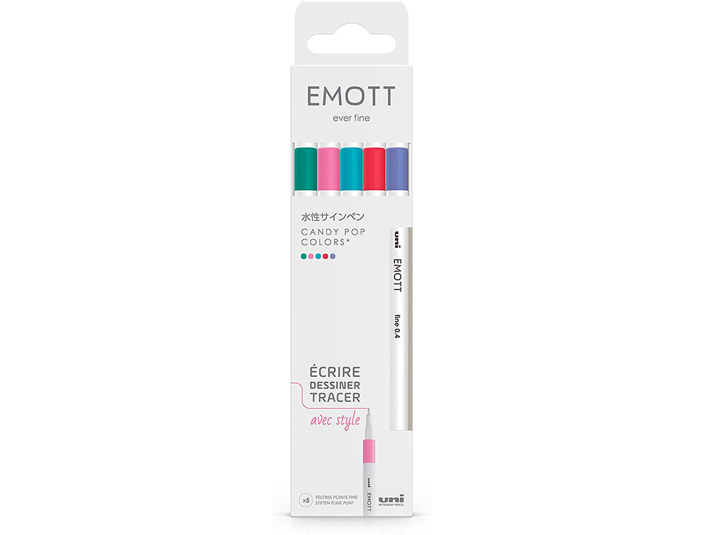 POCHETTE EMOTT 5 FEUTRES CANDY POP COLORS POINTE FINE  COLORIS ASSORTIS