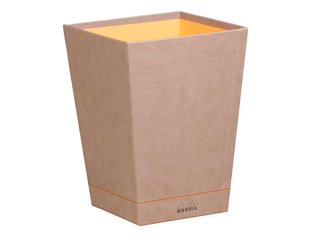 CORBEILLE   PAPIERS RHODIARAMA  SIMIL CUIR TAUPE  VELOUT  15L 27X27X32 CM