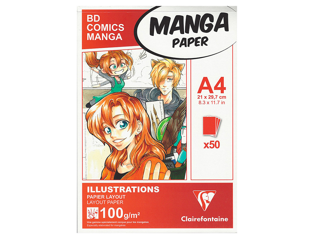 MANGA ILLUSTRATIONS BLOC COLL  CLAIREFONTAINE A4       21X29,7CM  100GR 50F