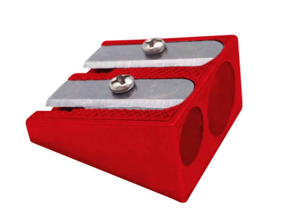 TAILLE-CRAYON LIDERPAPEL METALLIQUE 2 USAGES COLORIS   ROUGE