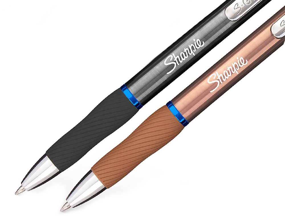 STYLO GEL SHARPIE CORPS METAL ENCRE NOIR POINTE MOYENNE 0,7MM BLISTER 2 STYLOS ET 2 RECHARGES