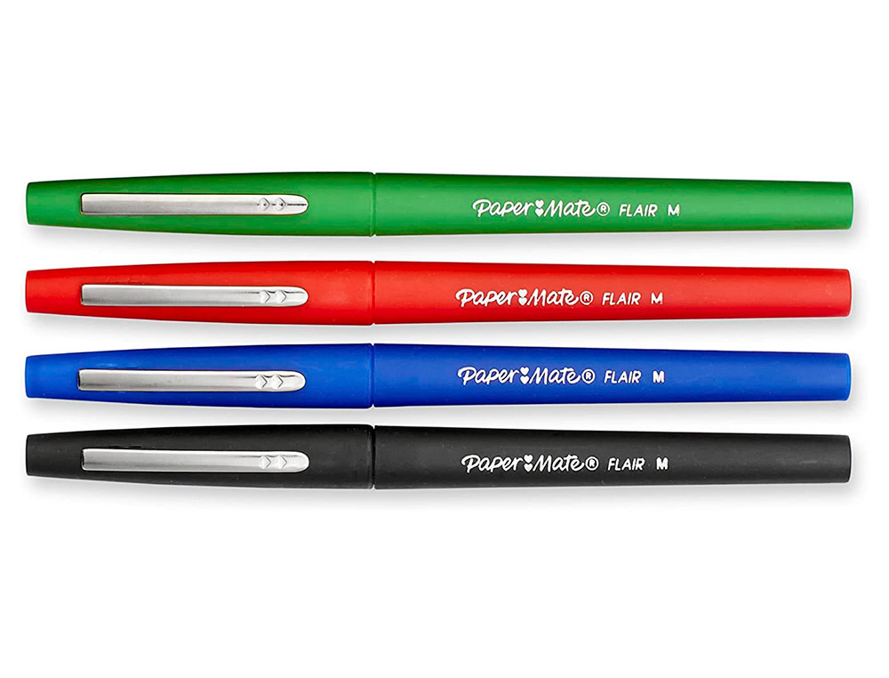 FEUTRE ECRITURE PAPER MATE FLAIR ORIGINAL POINTE MOYENNE 0,7MM ENCRES ASSORTIES ESTANDAR BLISTER 4