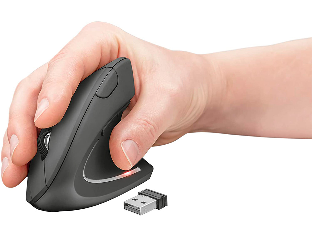 SOURIS Q-CONNECT OPTIQUE SANS FIL ERGONOMIQUE VERTICAL DPI  800/1200/1600 PILES AAA       COLORIS NOIR