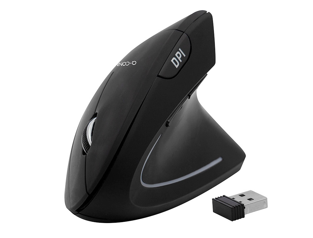 SOURIS Q-CONNECT OPTIQUE SANS FIL ERGONOMIQUE VERTICAL DPI  800/1200/1600 PILES AAA       COLORIS NOIR