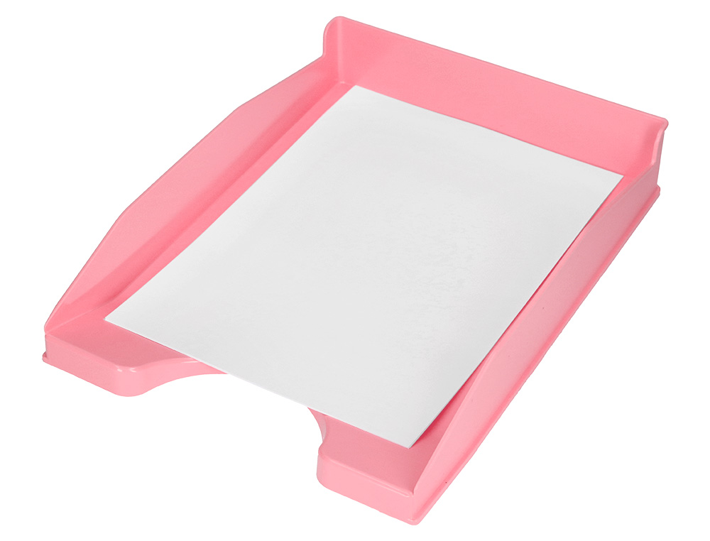 CORBEILLE A COURRIER Q-CONNECT PLASTIQUE 240X70X340MM COLORIS ROSE PASTEL OPAQUE