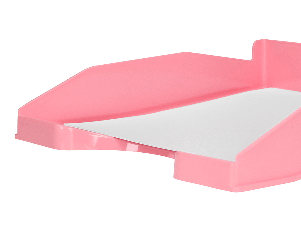 CORBEILLE A COURRIER Q-CONNECT PLASTIQUE 240X70X340MM COLORIS ROSE PASTEL OPAQUE