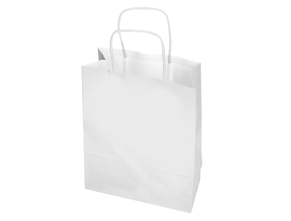 SAC PAPIER Q-CONNECT CELLULOSE S ANSE TORSADEE     240X320X10MM COLORIS BLANC