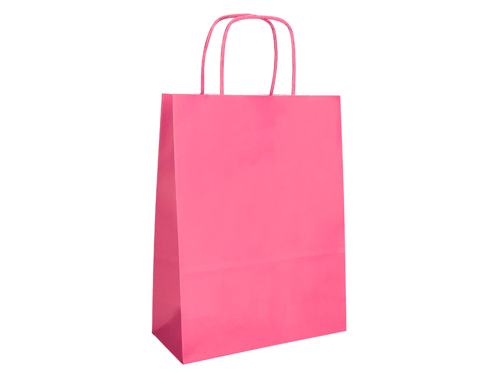 SAC PAPIER Q-CONNECT CELLULOSE S ANSE TORSADEE 240X320X10MM COLORIS ROSE