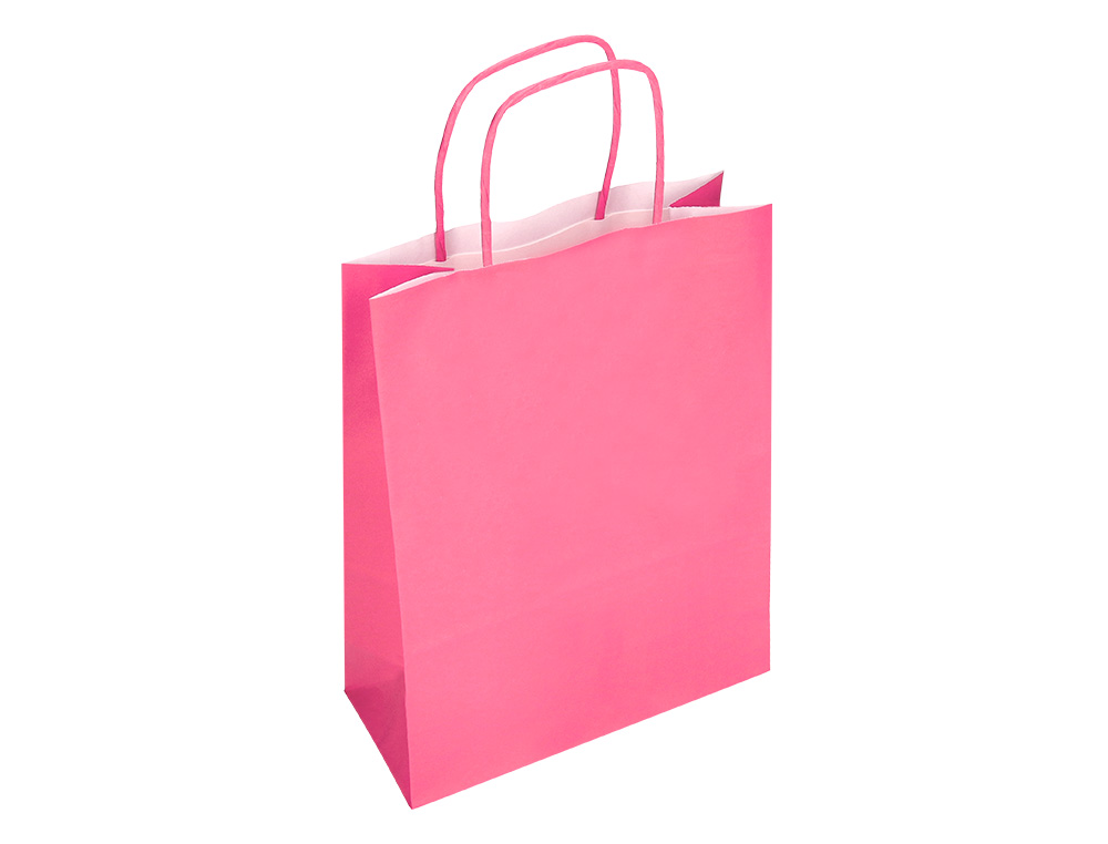 SAC PAPIER Q-CONNECT CELLULOSE S ANSE TORSADEE 240X320X10MM COLORIS ROSE