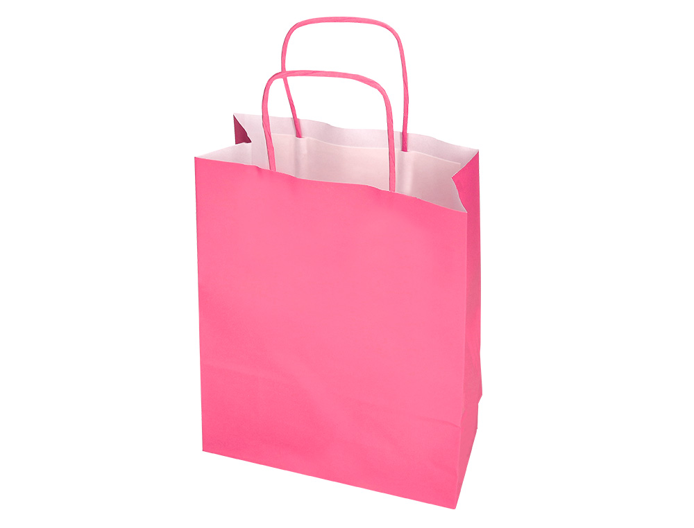 SAC PAPIER Q-CONNECT CELLULOSE S ANSE TORSADEE 240X320X10MM COLORIS ROSE