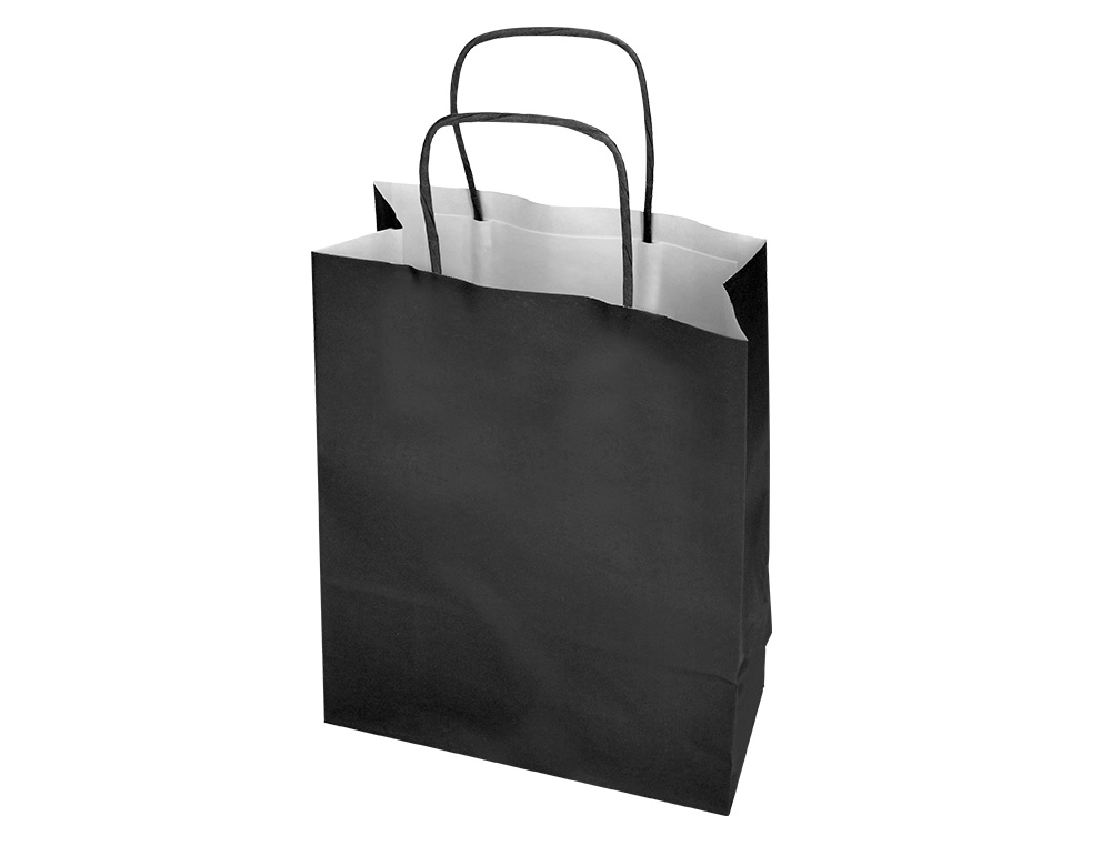 SAC PAPIER Q-CONNECT CELLULOSE M ANSE TORSADEE 270X370X12MM COLORIS NOIR