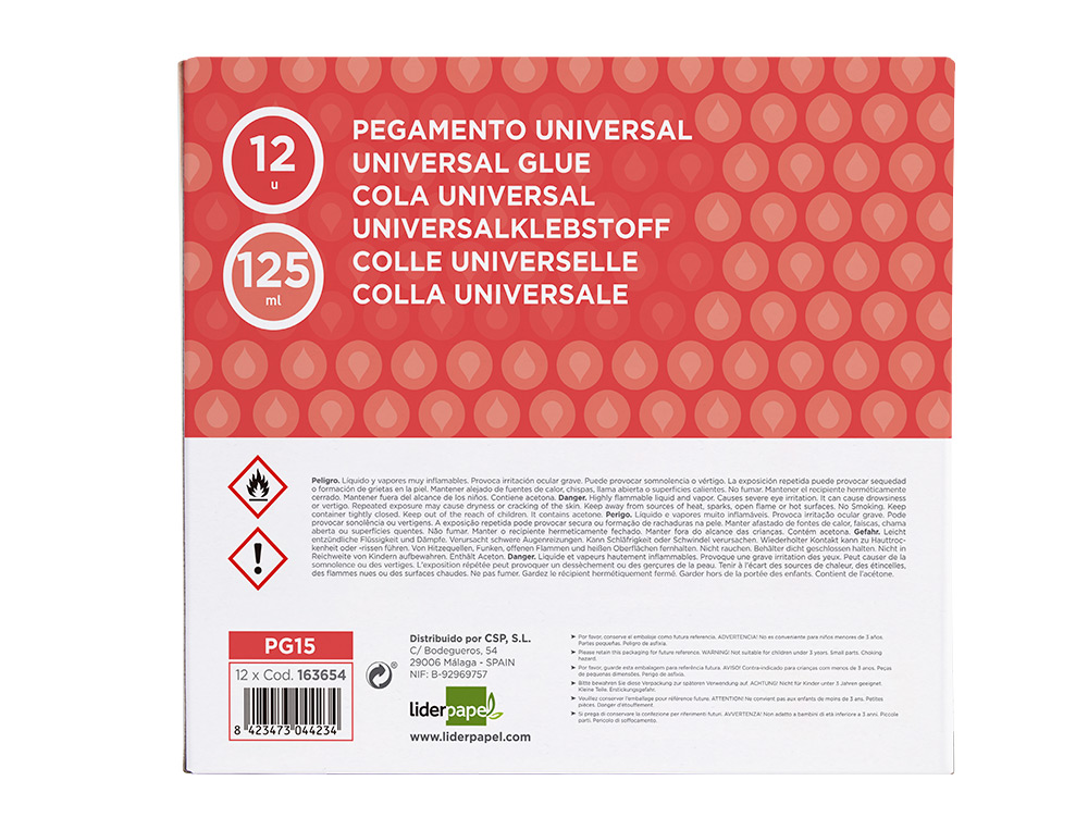 COLLE LIDERPAPEL UNIVERSELLE TRANSPARENTE TUBE 125ML