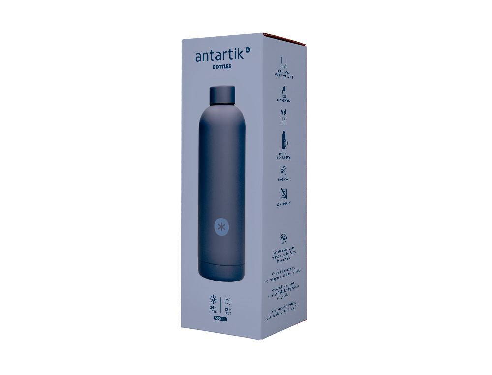BOUTEILLE ISOTHERME ANTARTIK ACIER INOXYDABLE SANS BPA 500ML COLORIS BLEU