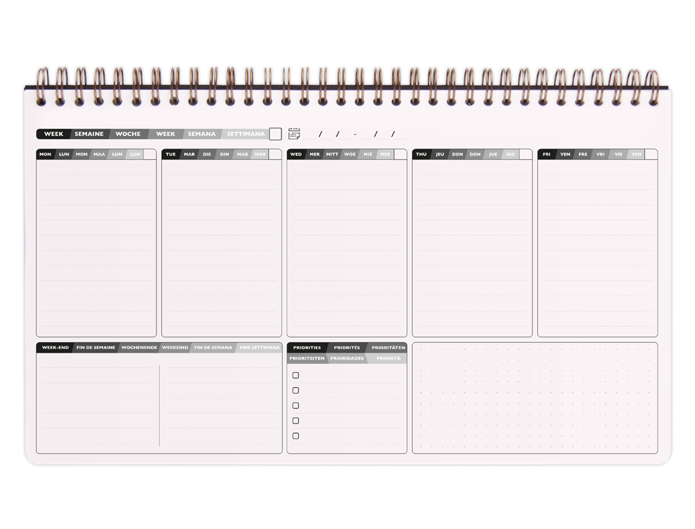 CAHIER CLAIREFONTAINE MY WEEKLY PLANNER AGE BAG RELIURE INTEGRALE 297X170MM 120P DETACHABLES REGLURE