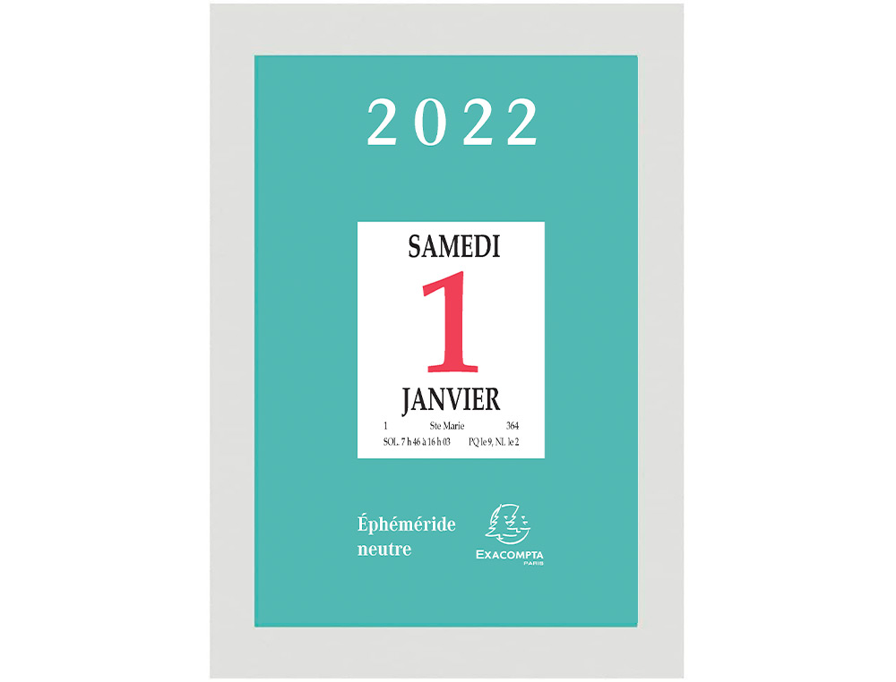 BLOC ÉPHÉMÉRIDE EXACOMPTA MURAL ANNUEL JANVIER/DÉCEMBRE 1 JOUR/PAGE NEUTRE BOÎTIER PLASTIQUE 65X97MM