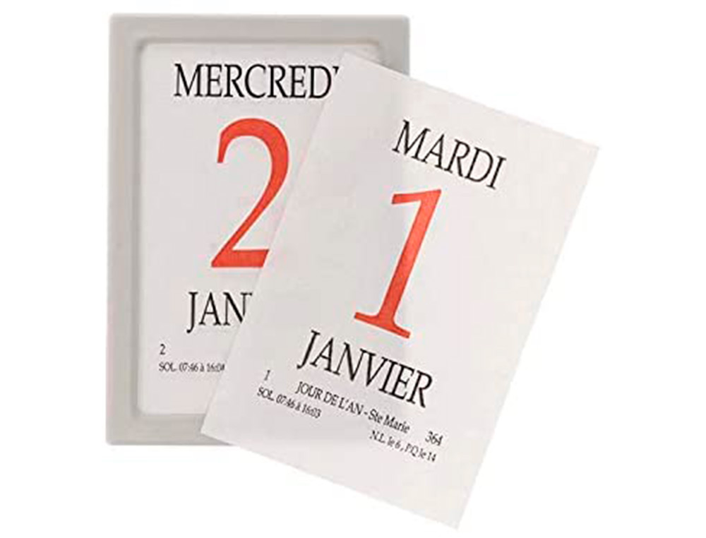 BLOC ÉPHÉMÉRIDE EXACOMPTA MURAL ANNUEL JANVIER/DÉCEMBRE 1 JOUR/PAGE NEUTRE BOÎTIER PLASTIQUE 65X97MM