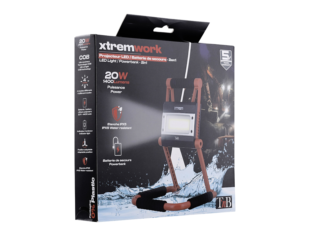 LAMPE EXTERIEURE T'NB XTREMWORK ETANCHE FONCTION    STATION DE CHARGE COLORIS     NOIR