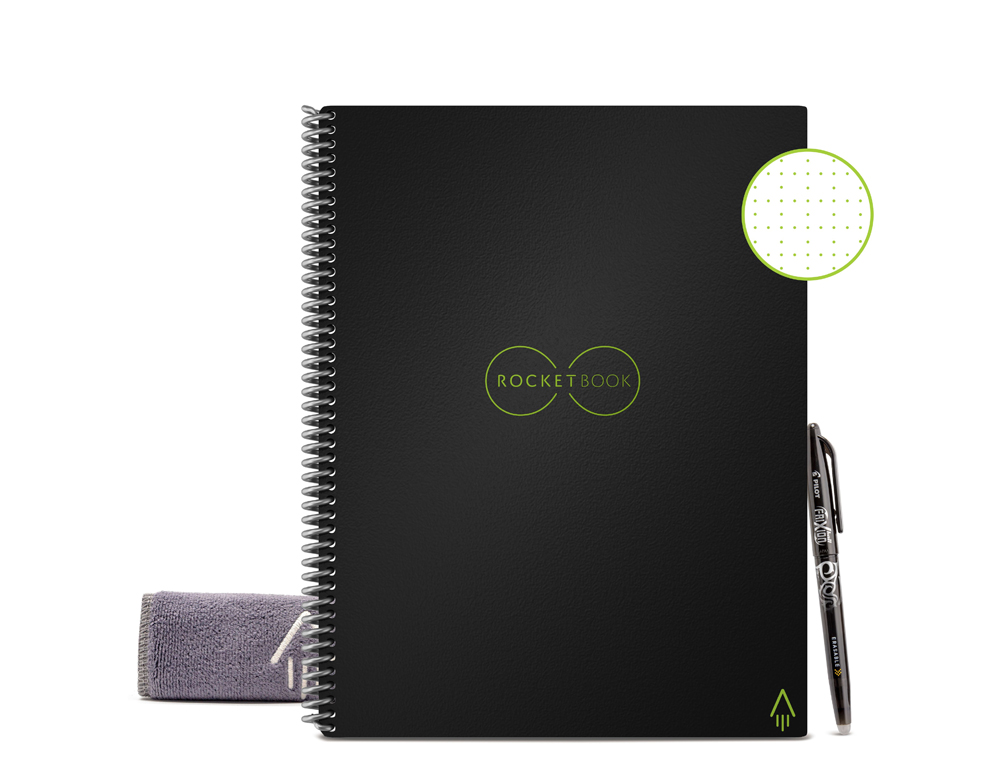 CAHIER CONNECTE BIC ROCKETBOOK CORE LETTER REUTILISABLE A4 32P POINTILLEES AVEC STYLO ET
