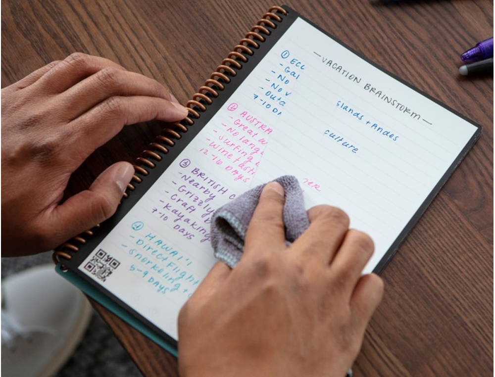 CAHIER CONNECTE BIC ROCKETBOOK CORE LETTER REUTILISABLE A4 32P POINTILLEES AVEC STYLO ET