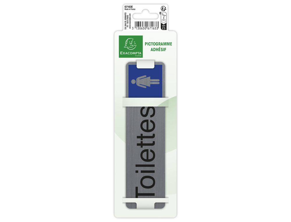 PLAQUE ADHESIVE EXACOMPTA TOILETTES DAME IMITATION ALUMINIUM 16,5X4,4CM