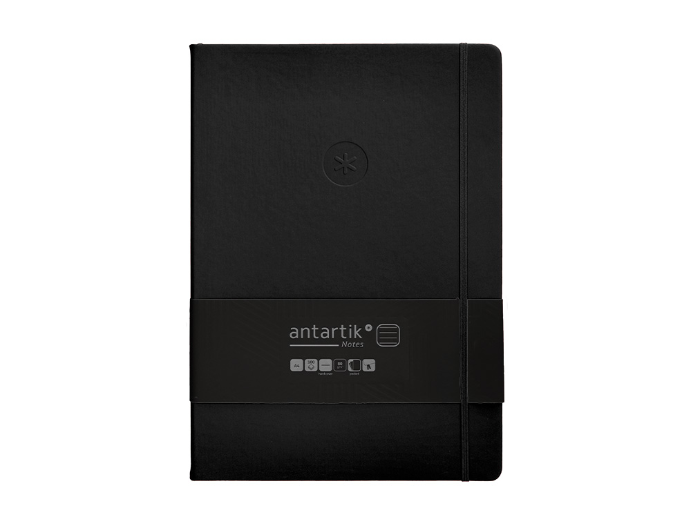 CARNET FERMETURE ELASTIQUE ANTARTIK NOTES COUVERTURE RIGIDE A4 LIGNE 100 FEUILLES 80GR FSC COLORIS NOIR