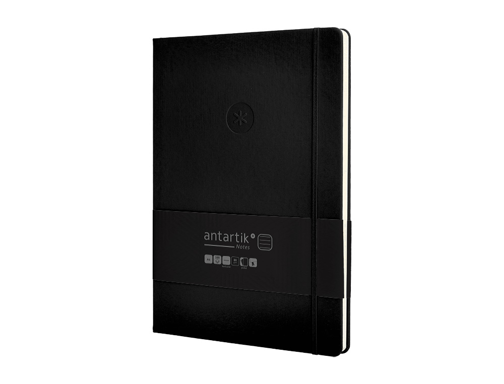 CARNET FERMETURE ELASTIQUE ANTARTIK NOTES COUVERTURE RIGIDE A4 LIGNE 100 FEUILLES 80GR FSC COLORIS NOIR