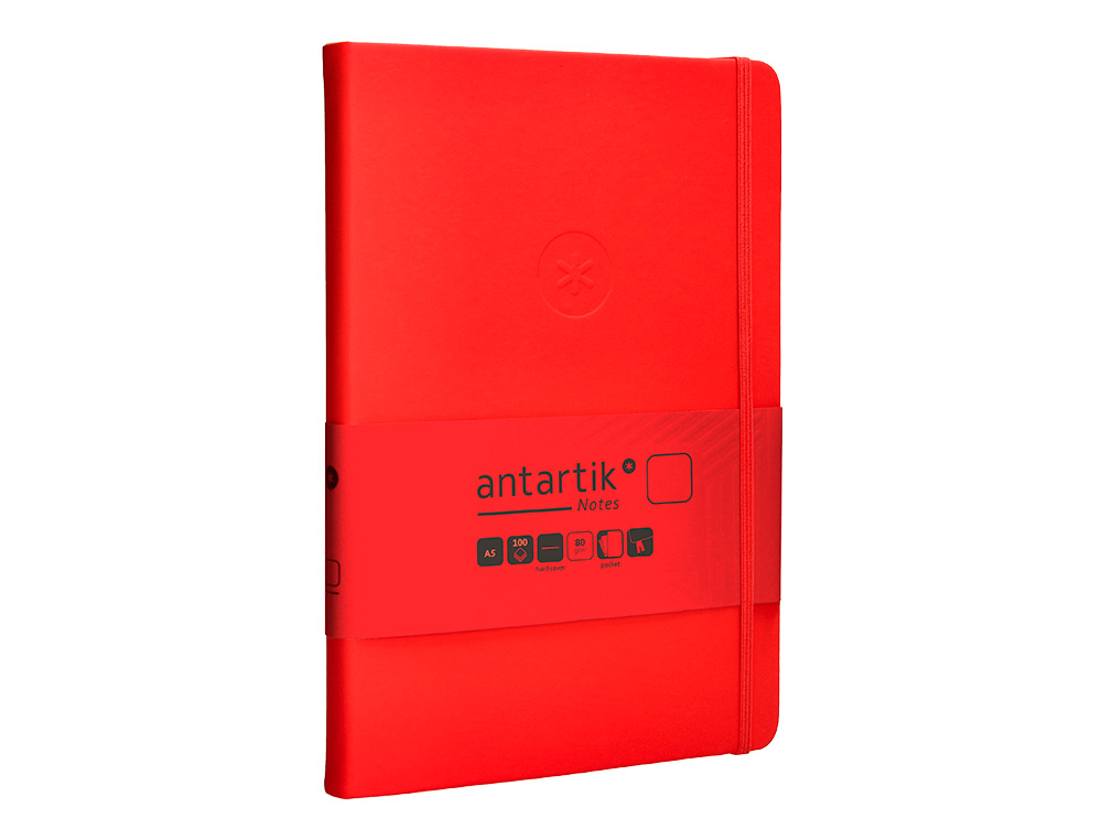 CARNET FERMETURE ELASTIQUE ANTARTIK NOTES COUVERTURE RIGIDE A5 PAPIER UNI IVOIRE 100 FEUILLES 80GR FSC COLORIS ROUGE