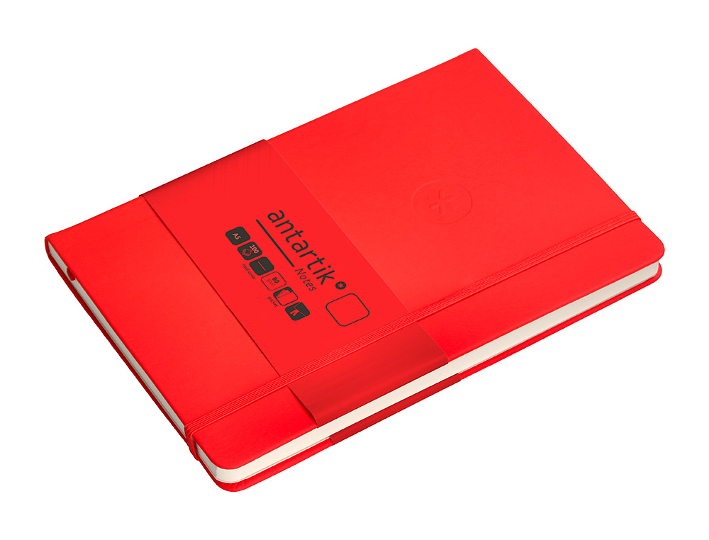 CARNET FERMETURE ELASTIQUE ANTARTIK NOTES COUVERTURE RIGIDE A5 PAPIER UNI IVOIRE 100 FEUILLES 80GR FSC COLORIS ROUGE