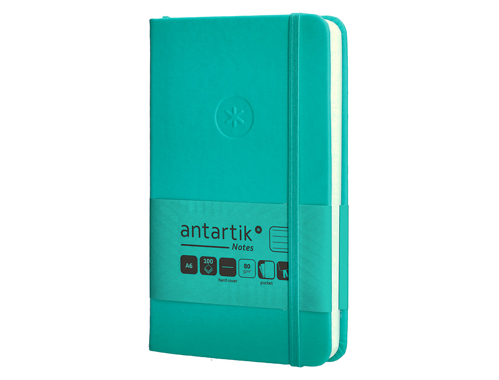 CARNET FERMETURE ELASTIQUE ANTARTIK NOTES COUVERTURE RIGIDE A6 LIGNE 100 FEUILLES 80GR FSC COLORIS VERT MENTHE