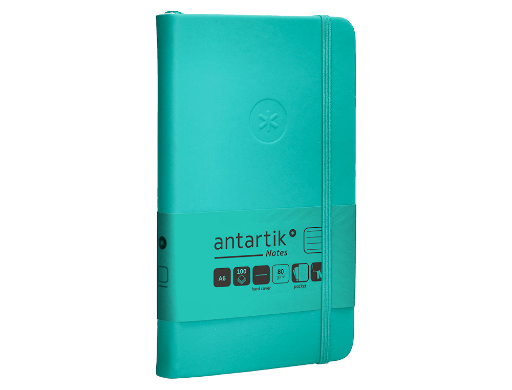 CARNET FERMETURE ELASTIQUE ANTARTIK NOTES COUVERTURE RIGIDE A6 LIGNE 100 FEUILLES 80GR FSC COLORIS VERT MENTHE