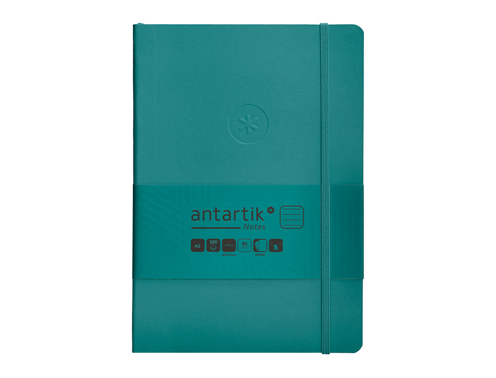 CARNET FERMETURE ELASTIQUE ANTARTIK NOTES COUVERTURE SOUPLE A5 LIGNE 100 FEUILLES 80GR FSC COLORIS VERT PAON