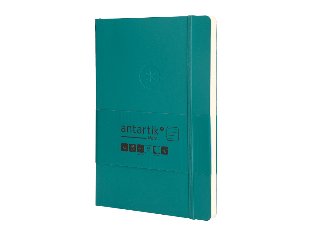 CARNET FERMETURE ELASTIQUE ANTARTIK NOTES COUVERTURE SOUPLE A5 LIGNE 100 FEUILLES 80GR FSC COLORIS VERT PAON