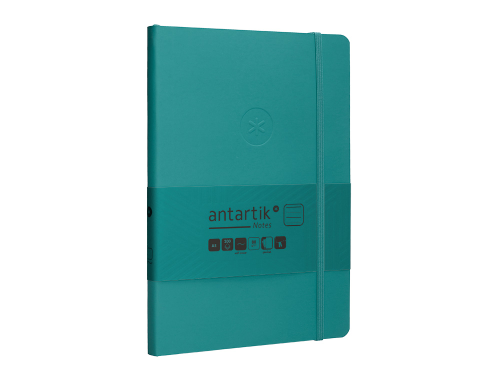 CARNET FERMETURE ELASTIQUE ANTARTIK NOTES COUVERTURE SOUPLE A5 LIGNE 100 FEUILLES 80GR FSC COLORIS VERT PAON