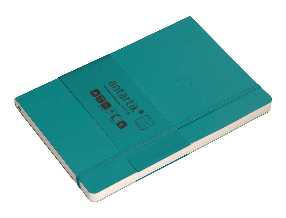 CARNET FERMETURE ELASTIQUE ANTARTIK NOTES COUVERTURE SOUPLE A5 LIGNE 100 FEUILLES 80GR FSC COLORIS VERT PAON