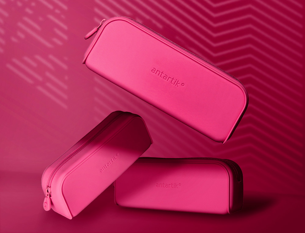 FOURRE-TOUT ANTARTIK RECTANGULAIRE 1 COMPARTIMENT EN SILICONE MODELE PRISMA 185X50X75MM COLORIS FUCHSIA